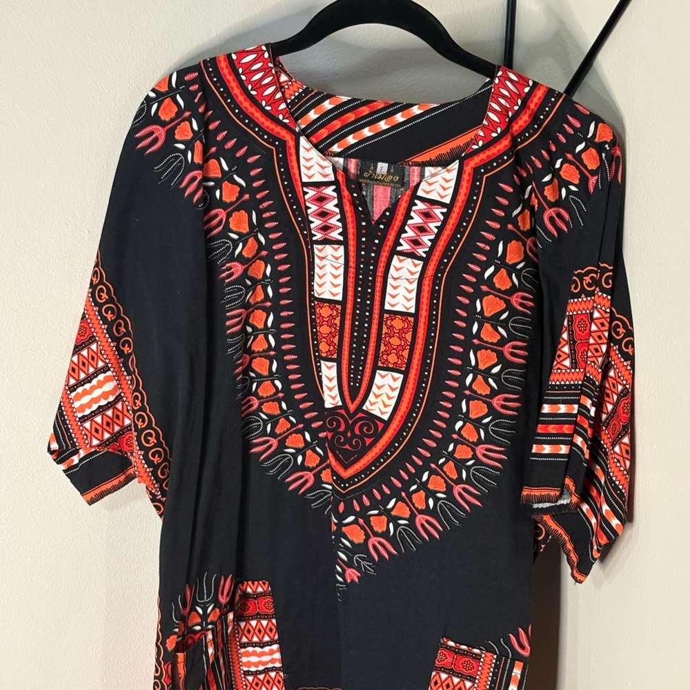 Black and Red Patterned Women's Top